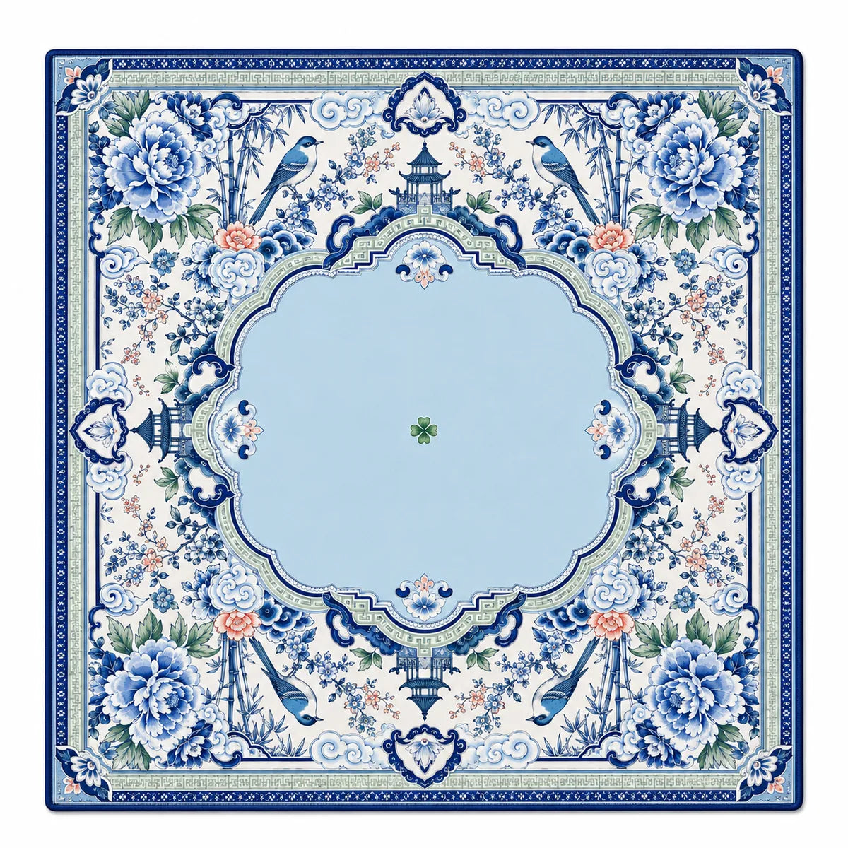 French Porcelain Birds American Mahjong mat full design by The Lucky Tiles
