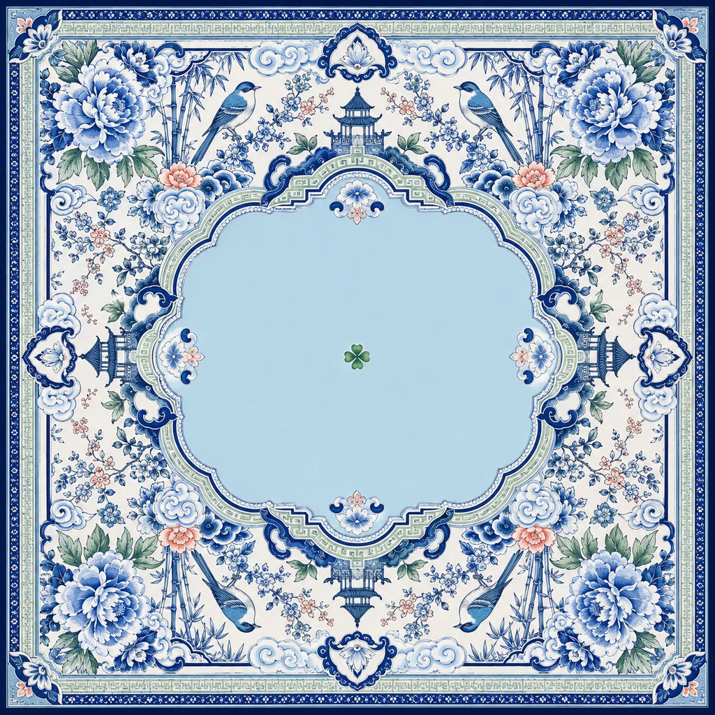 French Porcelain Birds American Mahjong mat product and lifestyle view 2