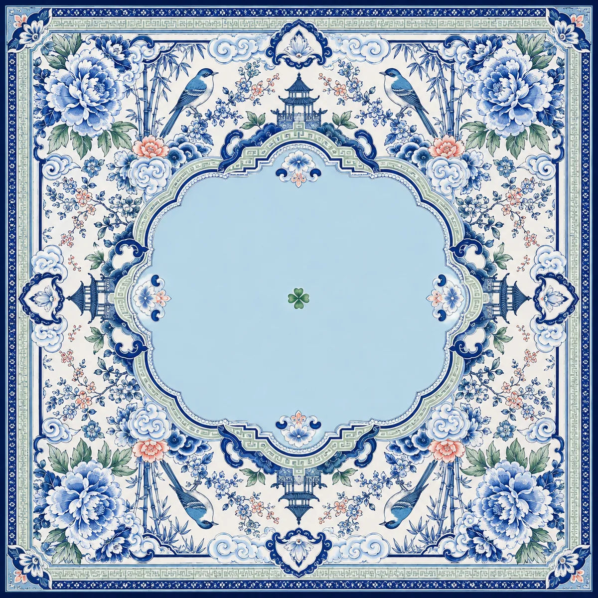 French Porcelain Birds American Mahjong mat product and lifestyle view 2