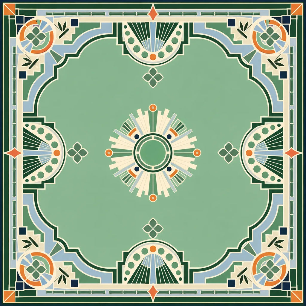 Garden Art Deco American Mahjong mat product and lifestyle view 2