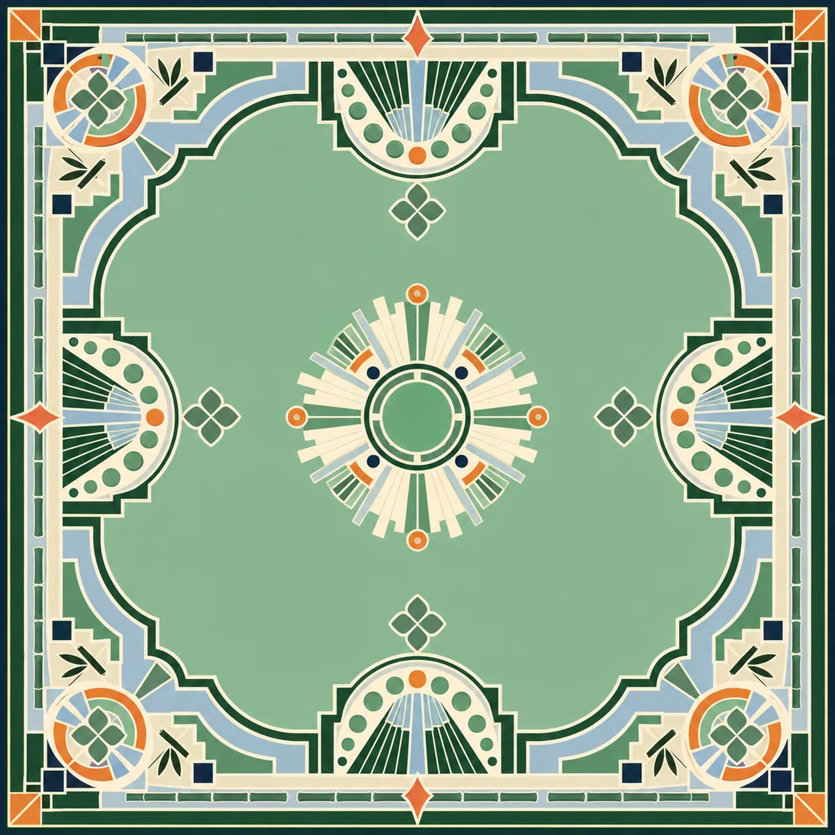 Garden Art Deco American Mahjong mat product and lifestyle view 2