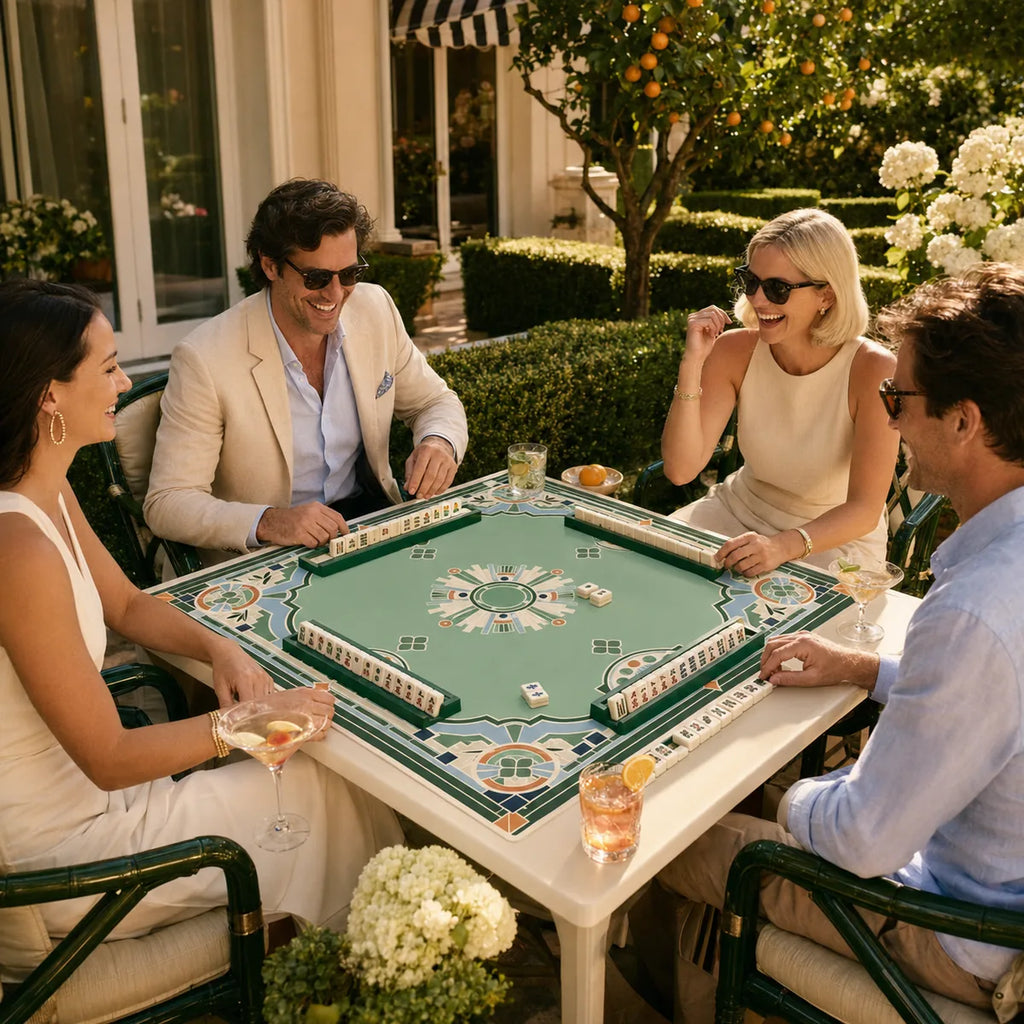 Garden Art Deco American Mahjong mat product and lifestyle view 5