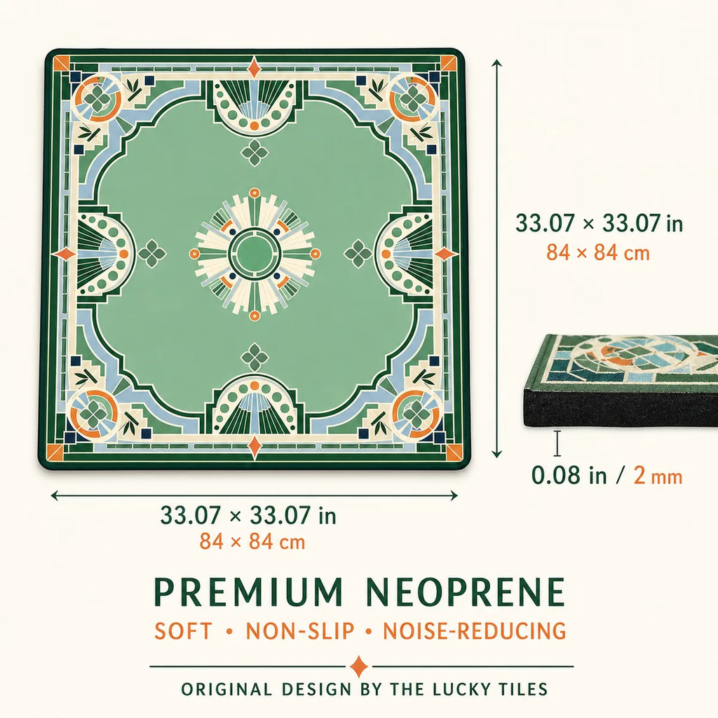 Garden Art Deco American Mahjong mat product and lifestyle view 6