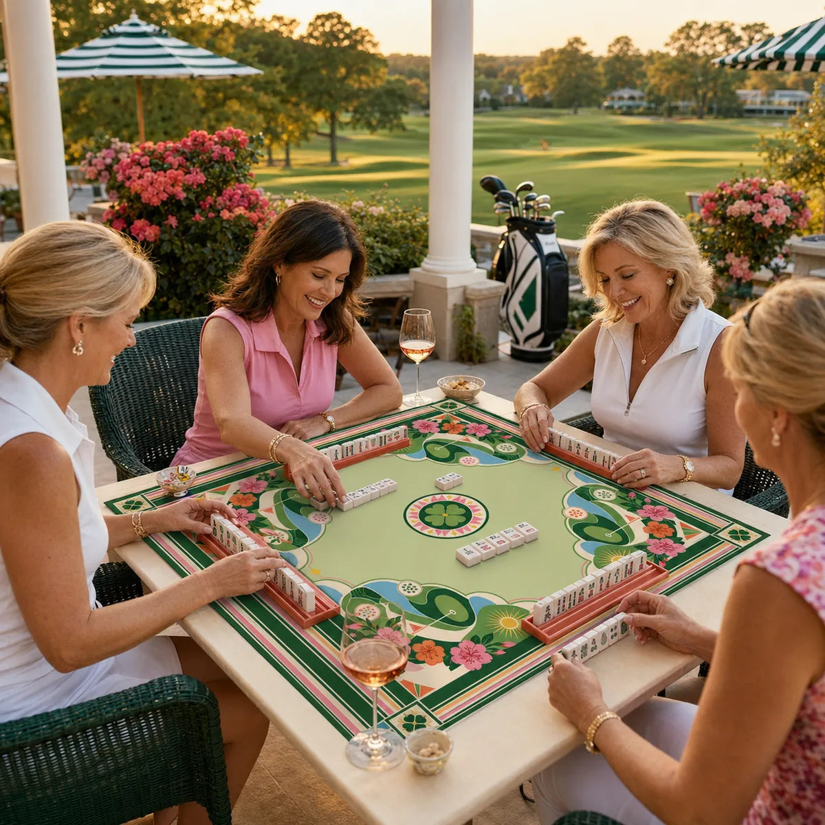 Garden Golf Club American Mahjong mat product and lifestyle view 4