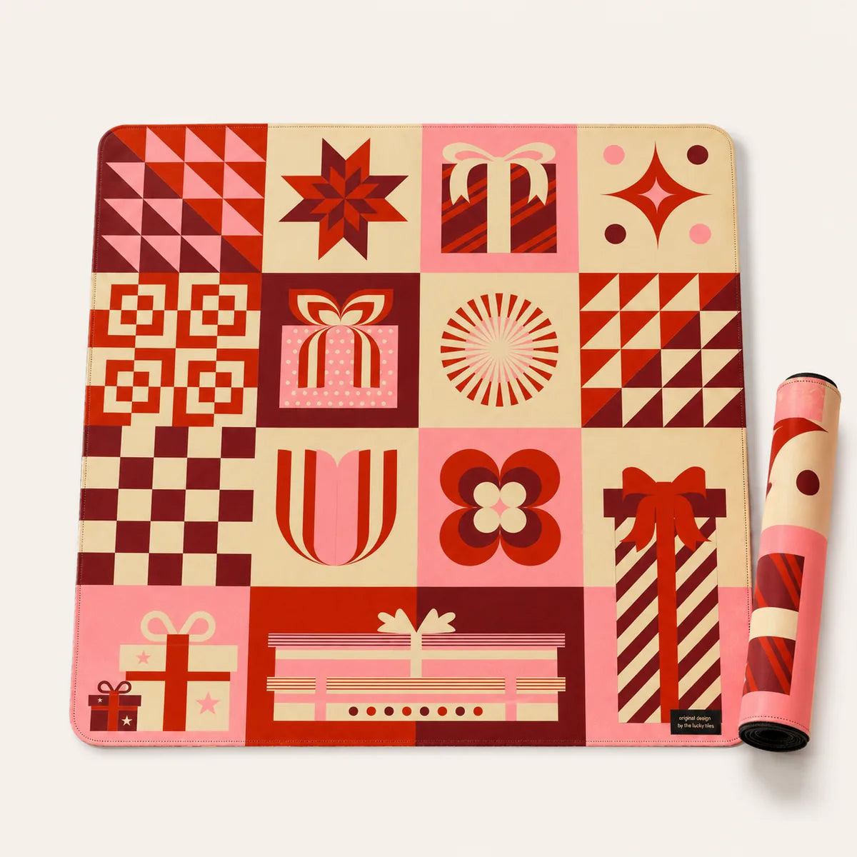 Holiday Gift Mosaic American Mahjong mat full design by The Lucky Tiles