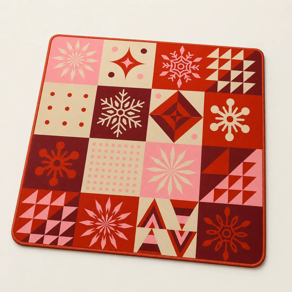 Holiday Snowflake American Mahjong mat product and lifestyle view 2