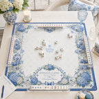 Hydrangea Garden — Blue & White American Mahjong mat product and lifestyle view 3