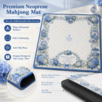 Hydrangea Garden — Blue & White American Mahjong mat product and lifestyle view 6
