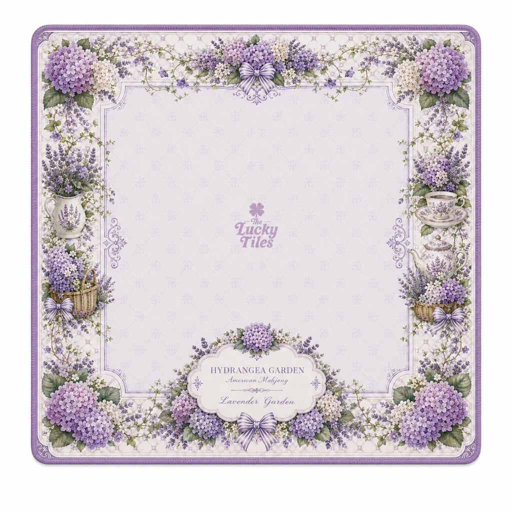 Hydrangea Garden — Lavender American Mahjong mat full design by The Lucky Tiles