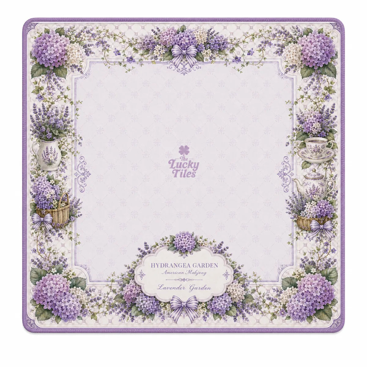 Hydrangea Garden — Lavender American Mahjong mat full design by The Lucky Tiles