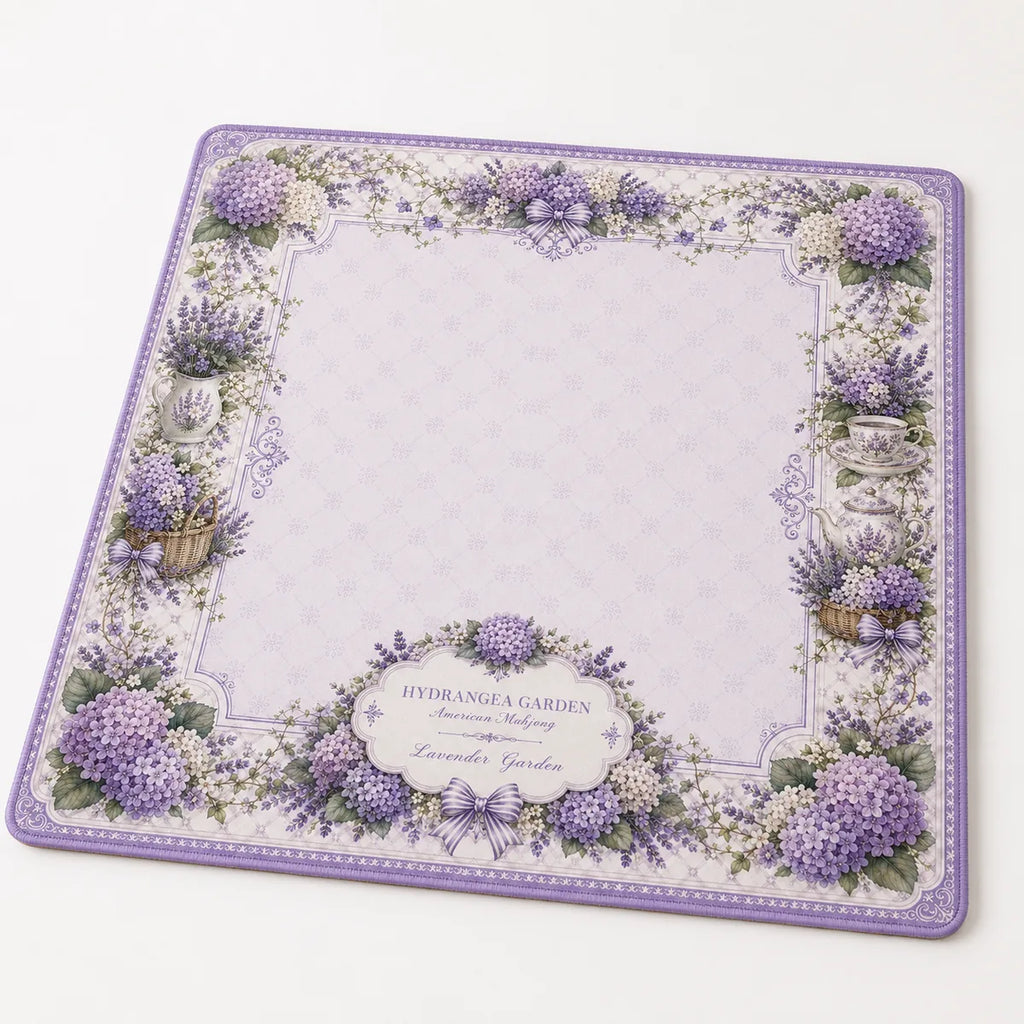 Hydrangea Garden — Lavender American Mahjong mat product and lifestyle view 2
