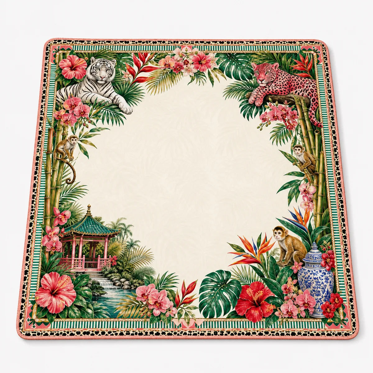 Jungle Garden American Mahjong mat product and lifestyle view 2