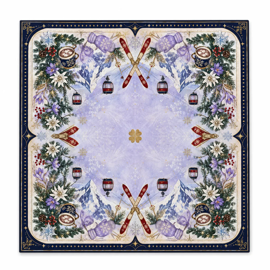 Lavender Ski Lodge American Mahjong mat full design by The Lucky Tiles