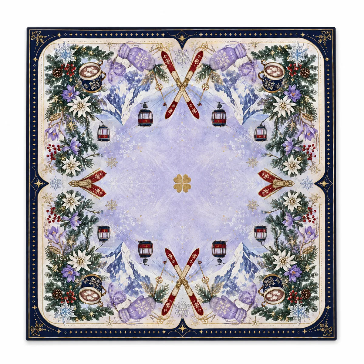 Lavender Ski Lodge American Mahjong mat full design by The Lucky Tiles