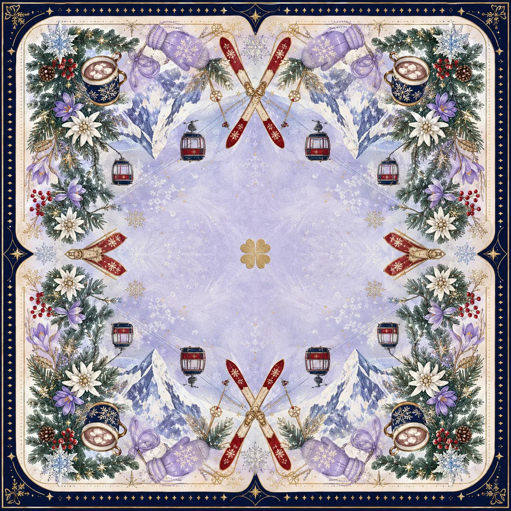 Lavender Ski Lodge American Mahjong mat product and lifestyle view 2
