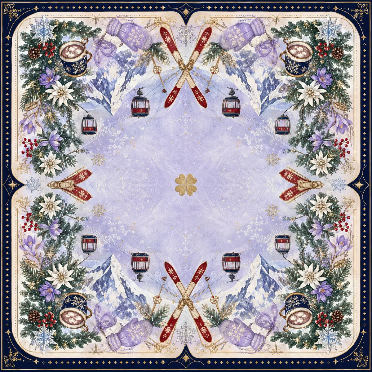 Lavender Ski Lodge American Mahjong mat product and lifestyle view 2