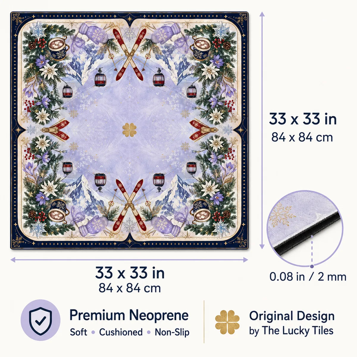 Lavender Ski Lodge American Mahjong mat product and lifestyle view 6