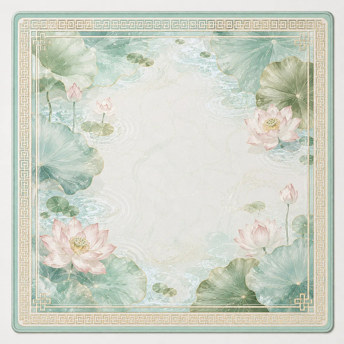 Lotus Garden American Mahjong mat product and lifestyle view 2
