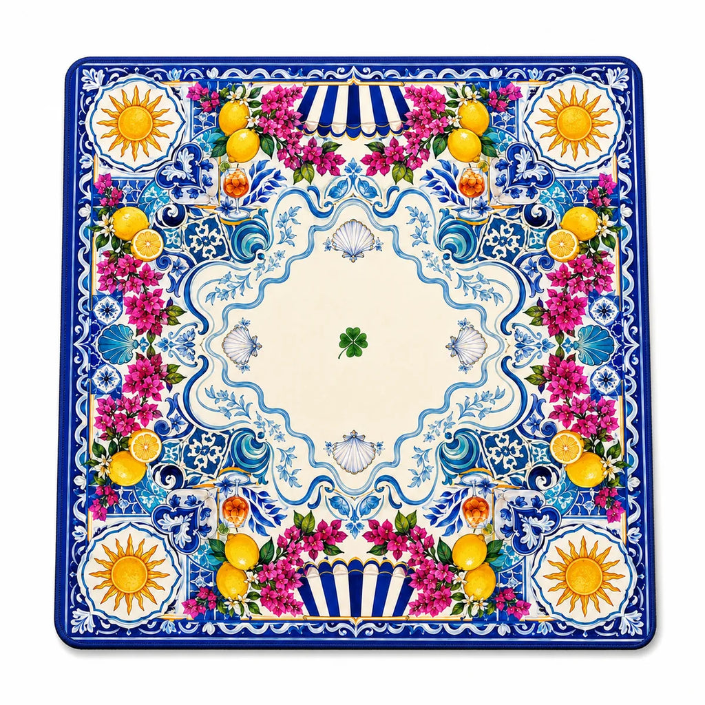 Mediterranean Lemon American Mahjong mat full design by The Lucky Tiles