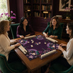 Midnight Birds American Mahjong mat product and lifestyle view 4