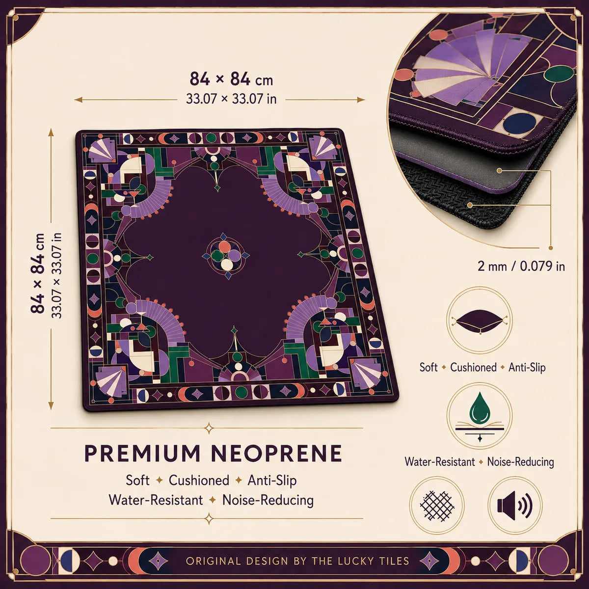 Midnight Birds American Mahjong mat product and lifestyle view 6