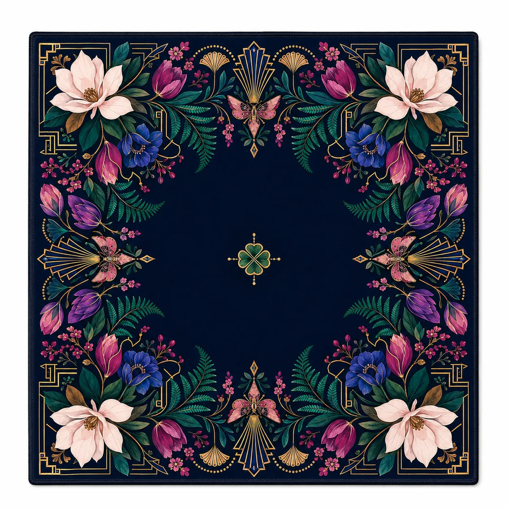 Midnight Botanica American Mahjong mat full design by The Lucky Tiles