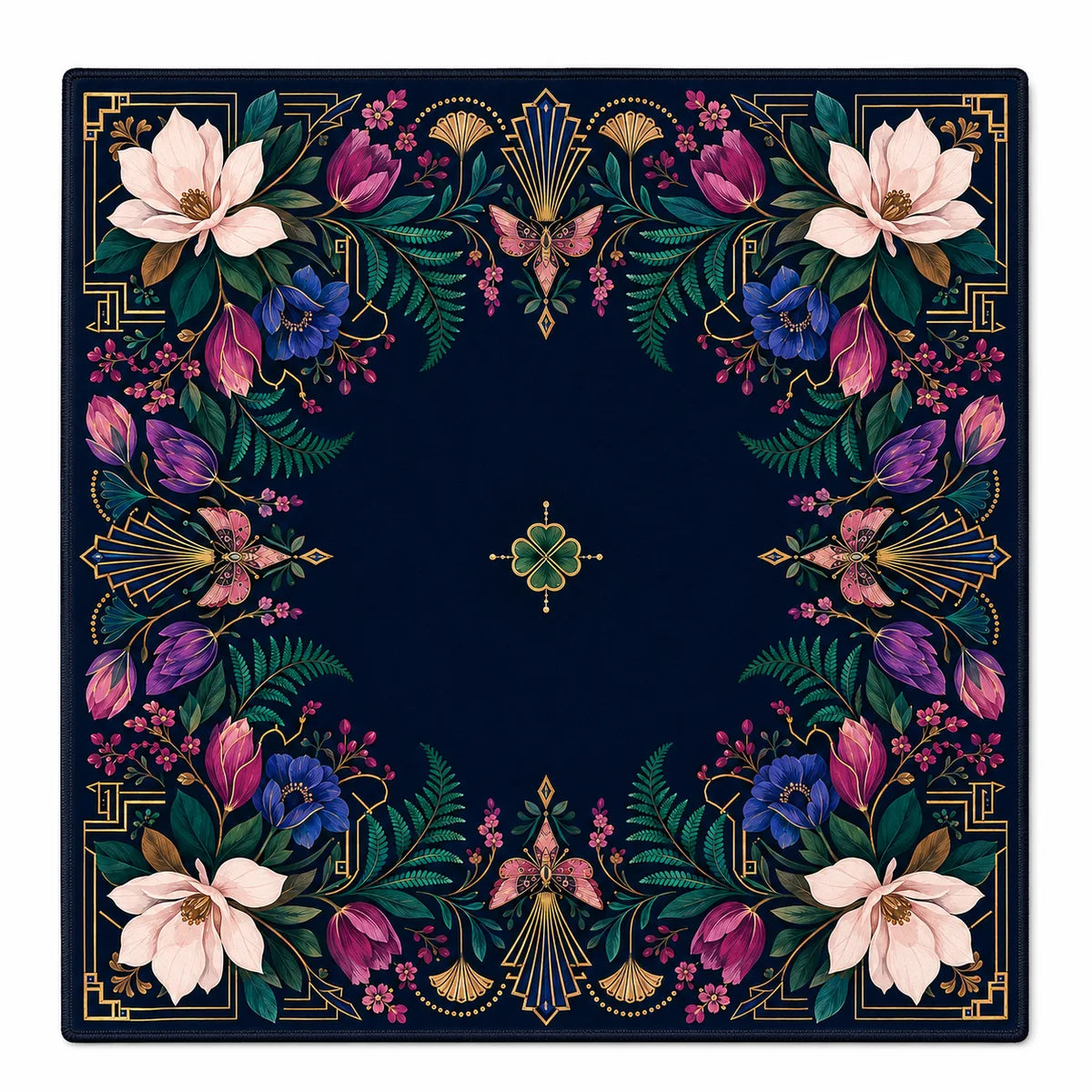 Midnight Botanica American Mahjong mat full design by The Lucky Tiles