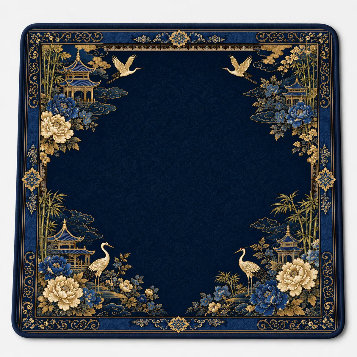 Midnight Chinoiserie American Mahjong mat full design by The Lucky Tiles