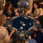 Midnight Chinoiserie American Mahjong mat product and lifestyle view 4