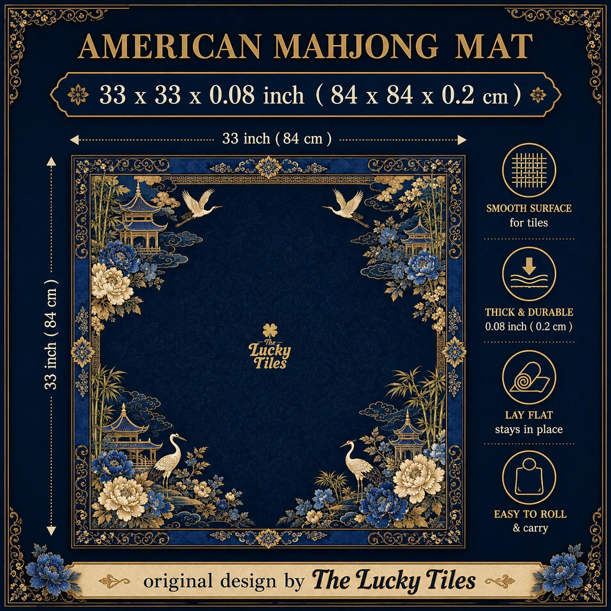 Midnight Chinoiserie American Mahjong mat product and lifestyle view 5