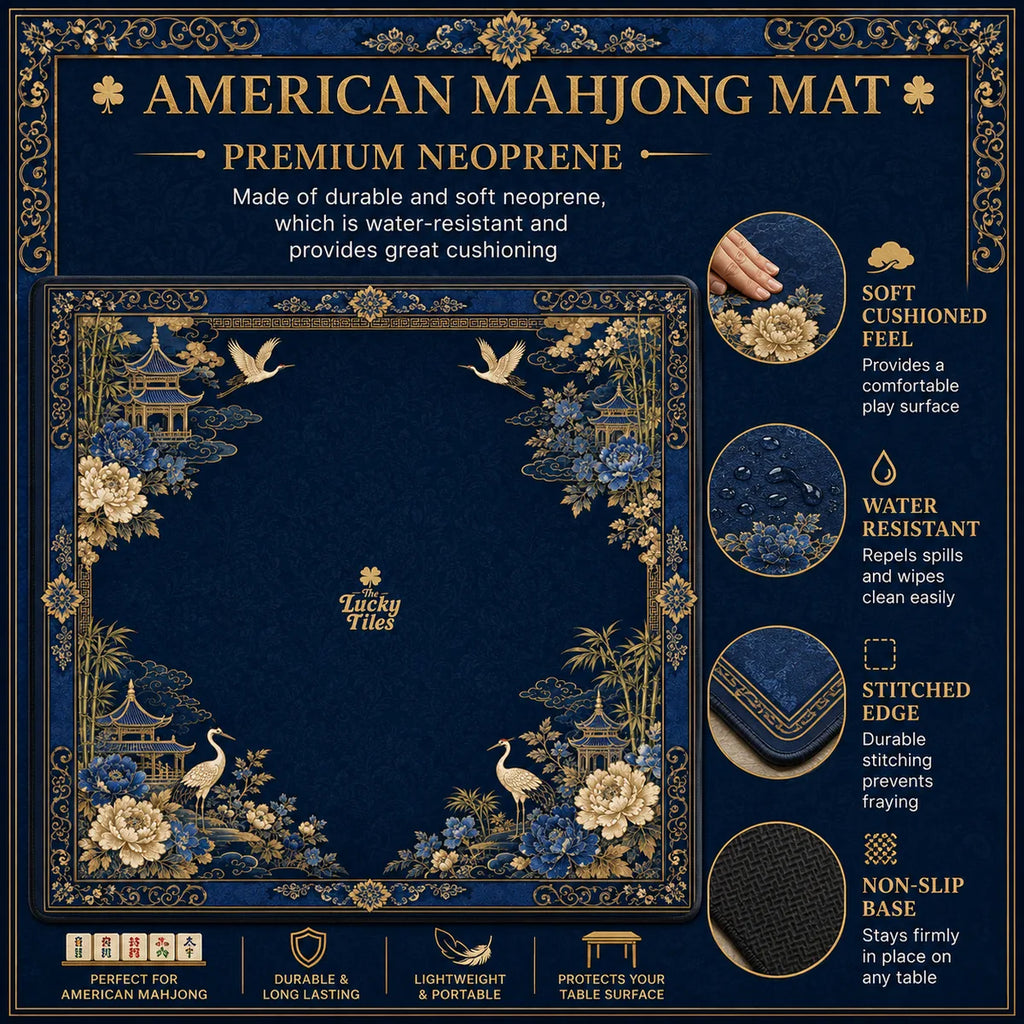 Midnight Chinoiserie American Mahjong mat product and lifestyle view 6