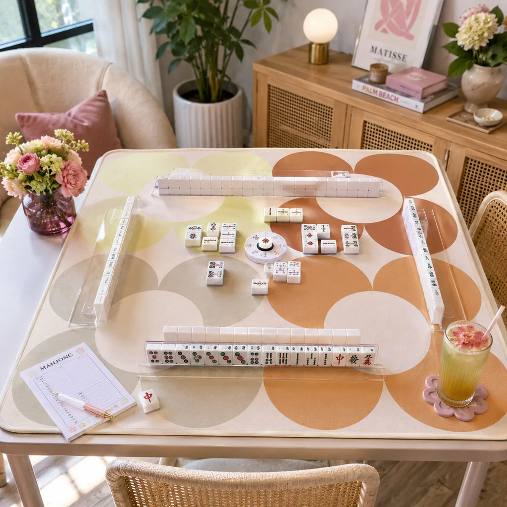 Mod Flower American Mahjong mat product and lifestyle view 2