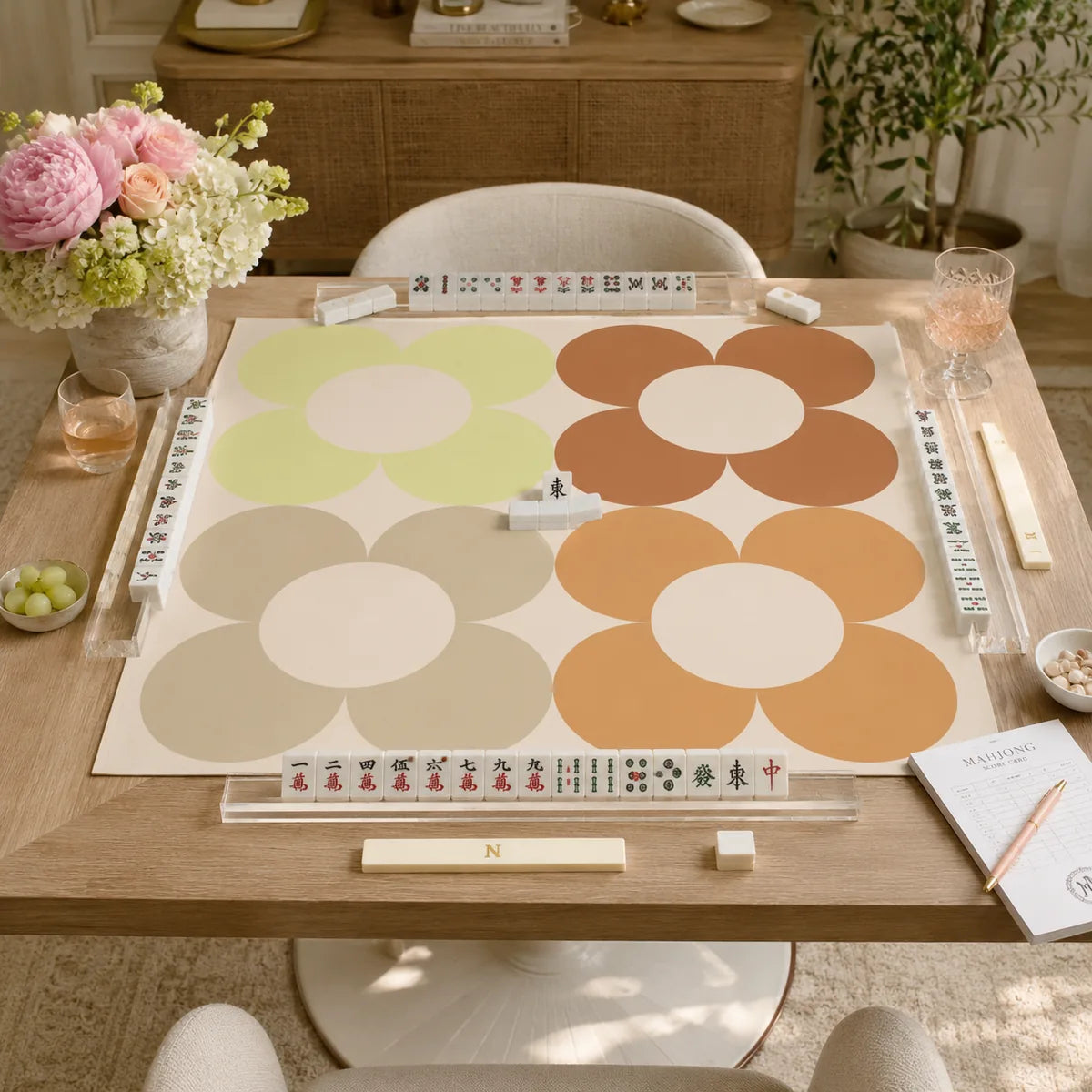 Mod Flower American Mahjong mat product and lifestyle view 5