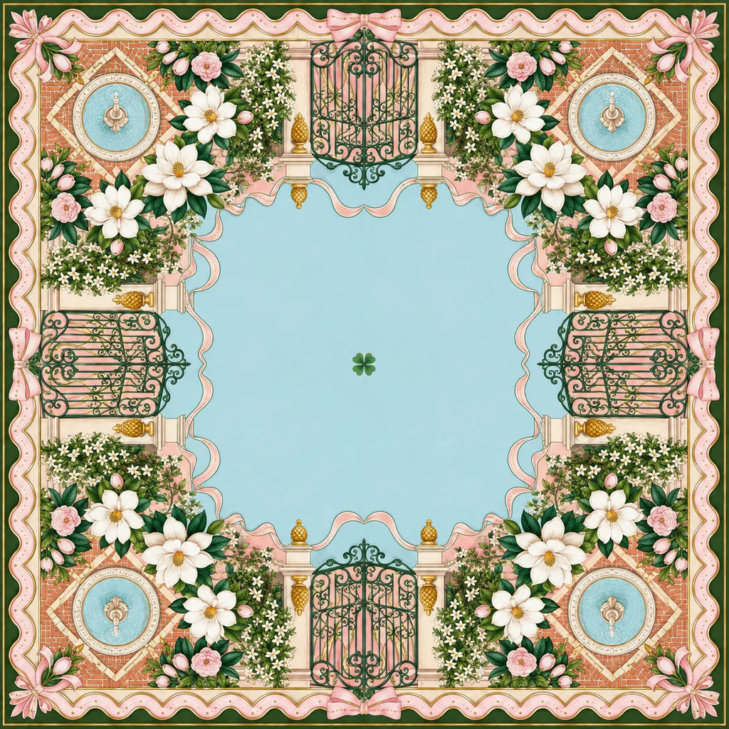 Mongolian Garden American Mahjong mat product and lifestyle view 2