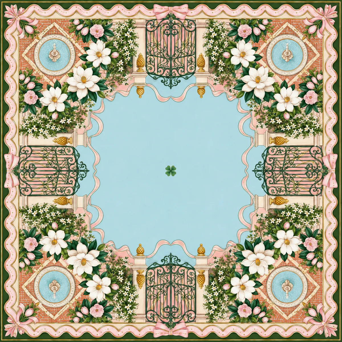 Mongolian Garden American Mahjong mat product and lifestyle view 2