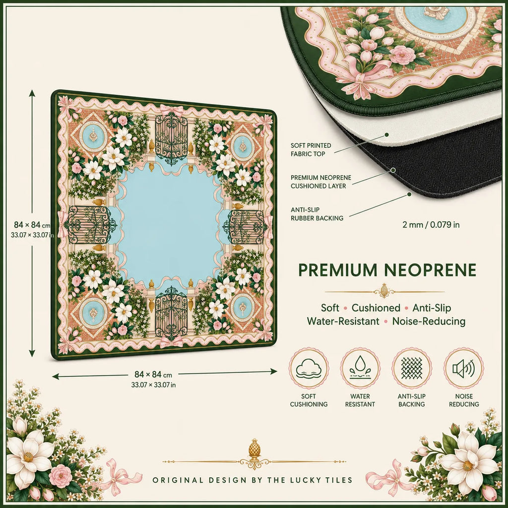 Mongolian Garden American Mahjong mat product and lifestyle view 6