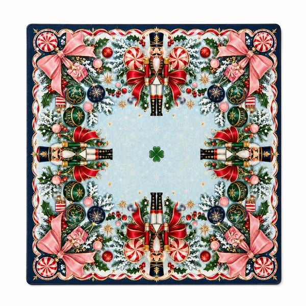 Navy Christmas Nutcracker neoprene American Mahjong mat, product view 5