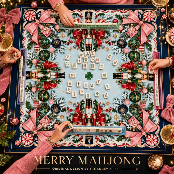 Navy Christmas Nutcracker American Mahjong mat by The Lucky Tiles