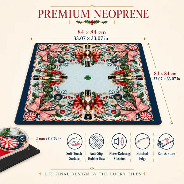 Navy Christmas Nutcracker neoprene American Mahjong mat, product view 4