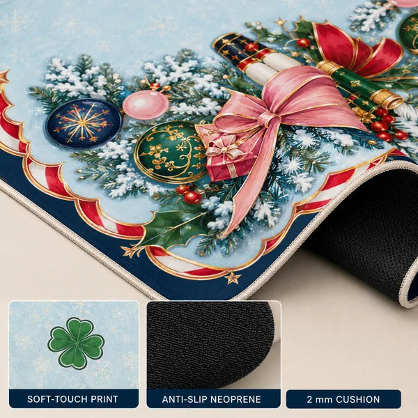 Navy Christmas Nutcracker neoprene American Mahjong mat, product view 3