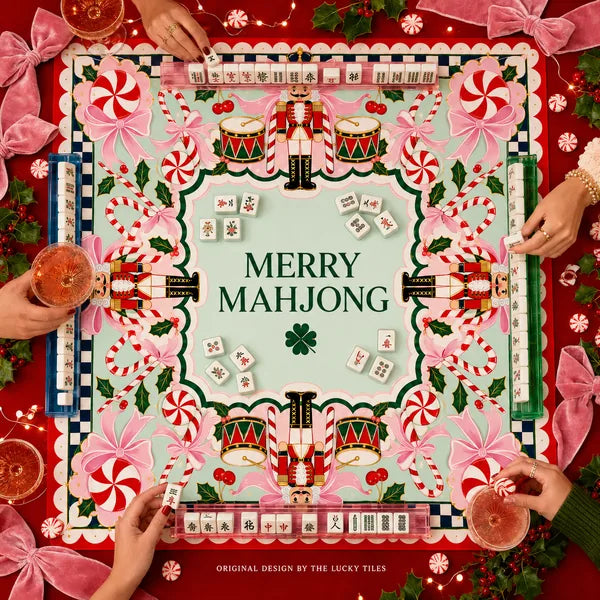 Christmas Red Candy Nutcracker neoprene American Mahjong mat, product view 2
