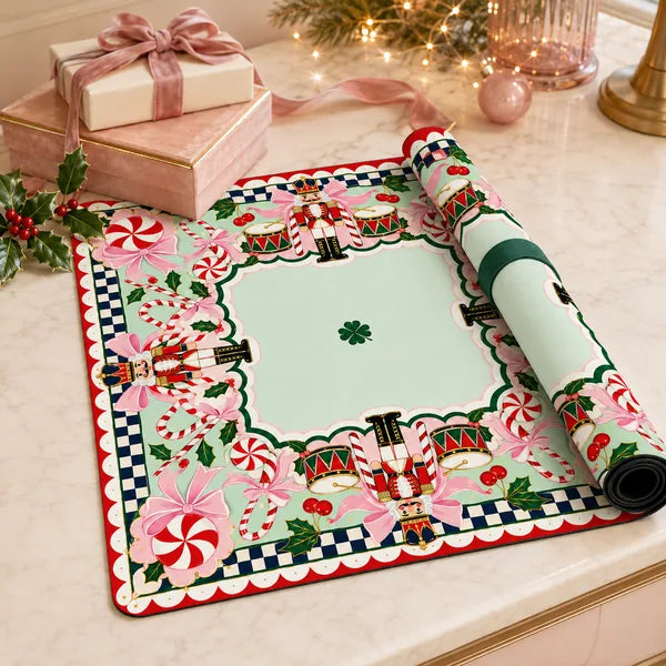 Christmas Red Candy Nutcracker neoprene American Mahjong mat, product view 3
