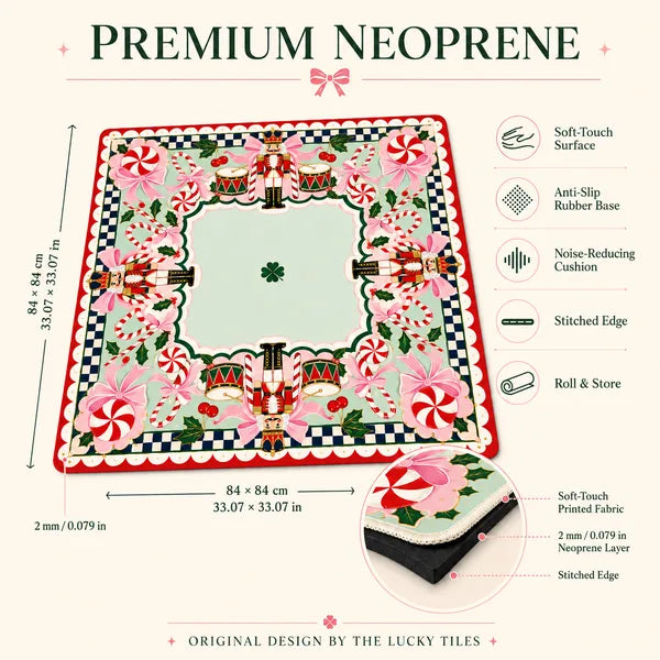 Christmas Red Candy Nutcracker neoprene American Mahjong mat, product view 4