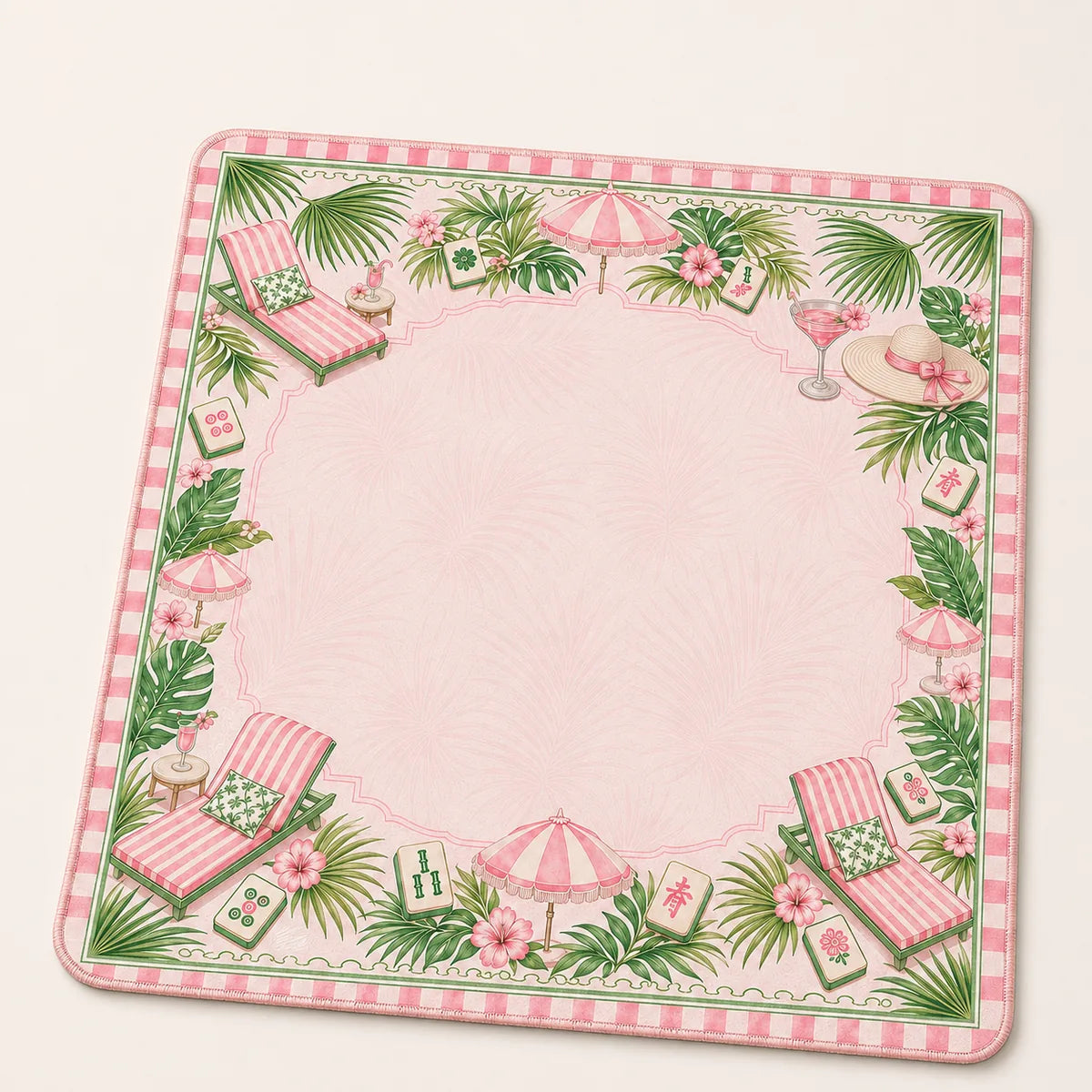 Palm Beach Resort — Blush Pink American Mahjong mat product and lifestyle view 2