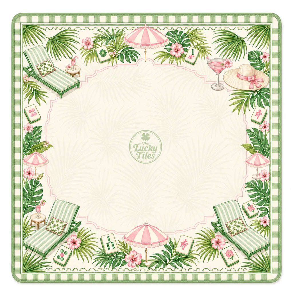 Palm Beach Resort — Garden Green American Mahjong mat full design by The Lucky Tiles