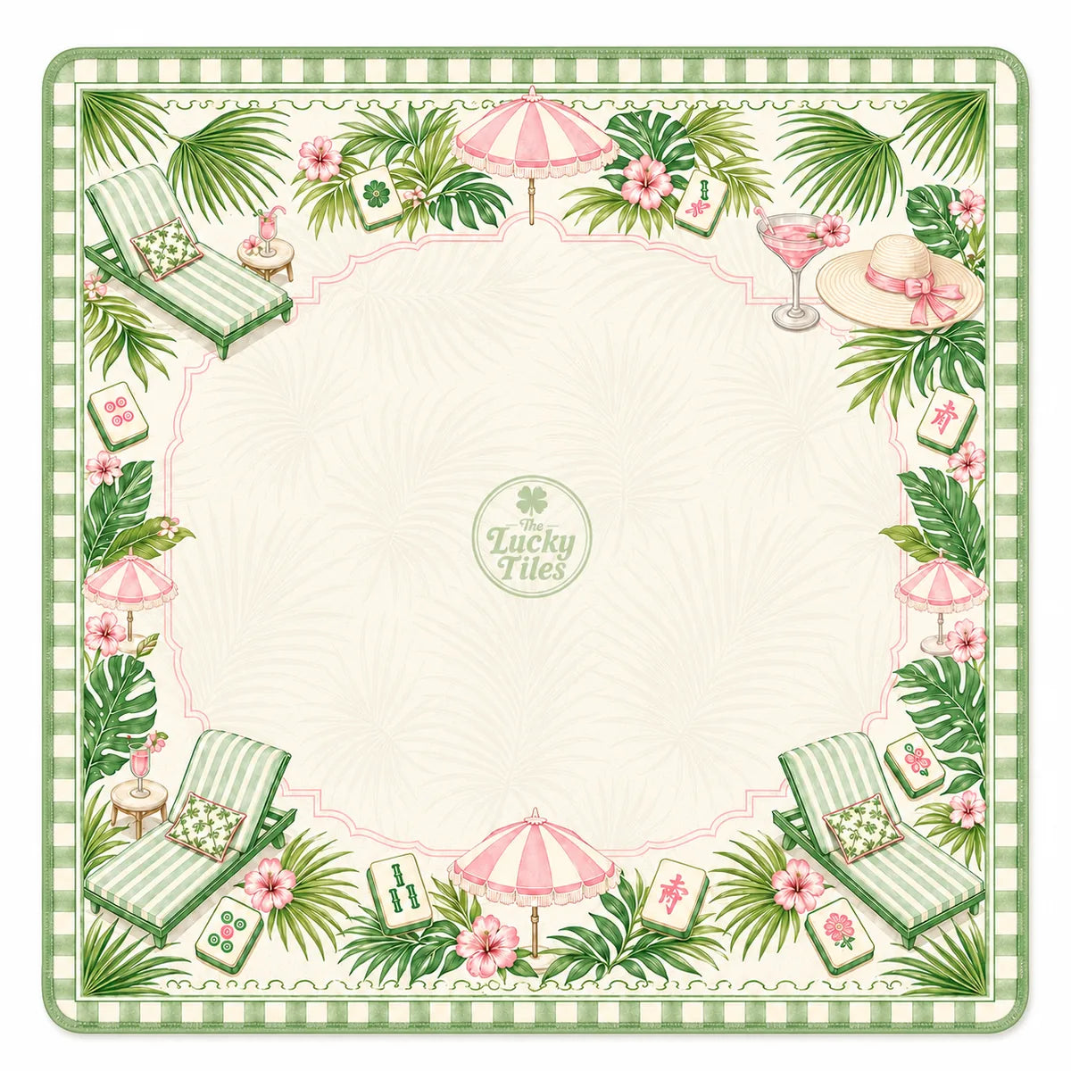 Palm Beach Resort — Garden Green American Mahjong mat full design by The Lucky Tiles