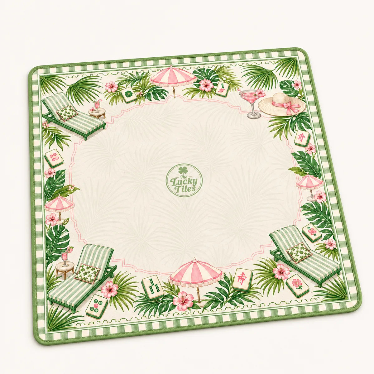 Palm Beach Resort — Garden Green American Mahjong mat product and lifestyle view 2