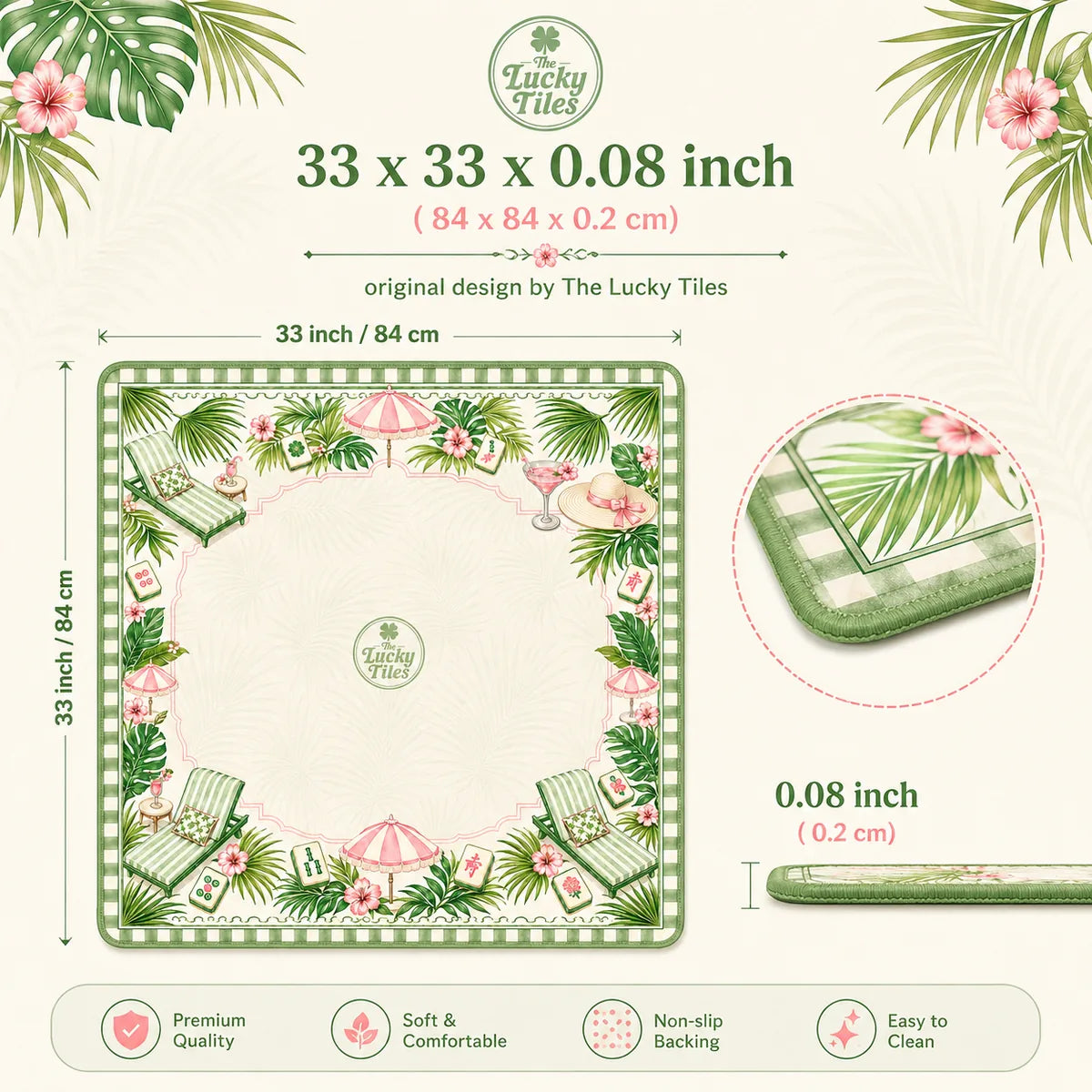 Palm Beach Resort — Garden Green American Mahjong mat product and lifestyle view 6