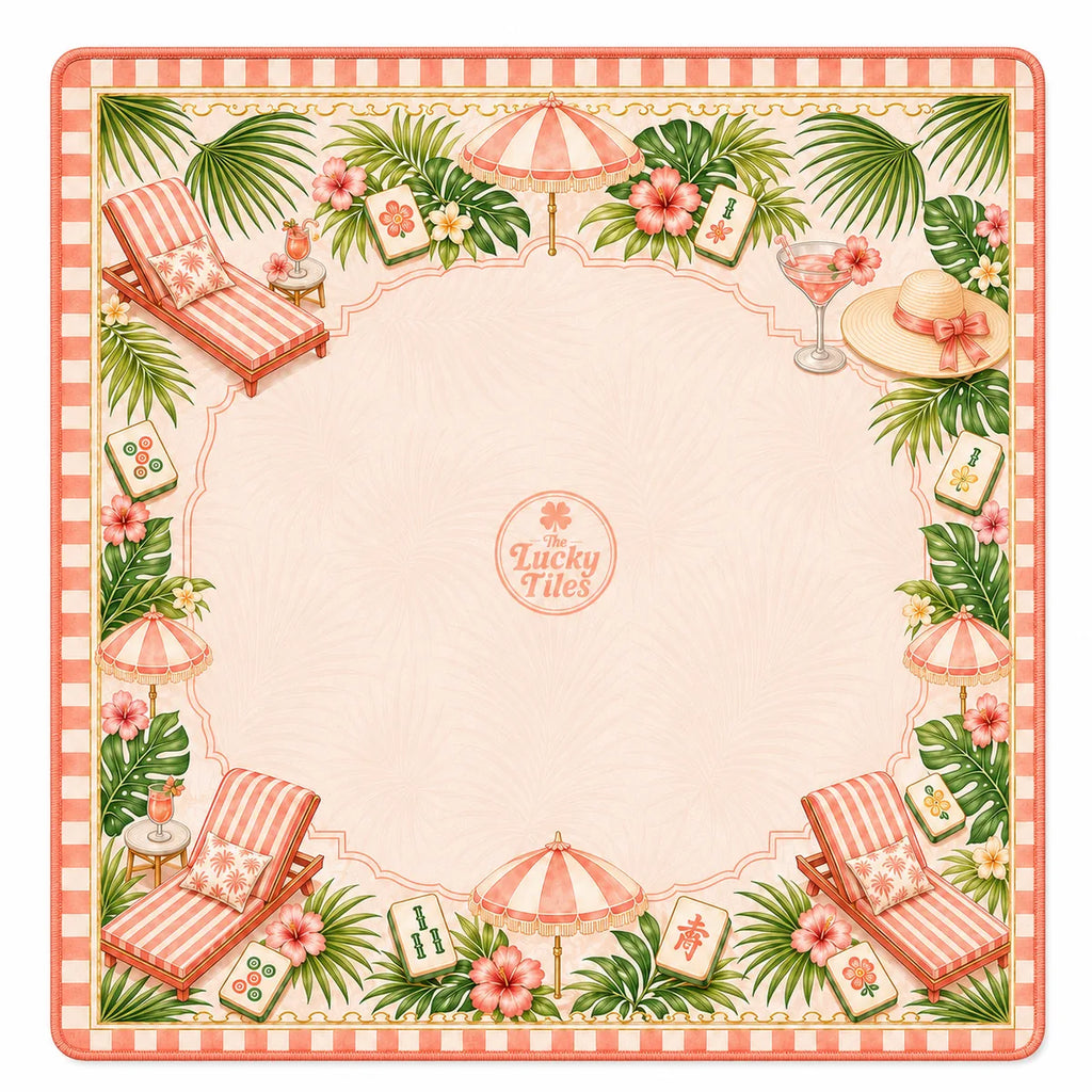 Palm Beach Resort — Sunset Coral American Mahjong mat full design by The Lucky Tiles