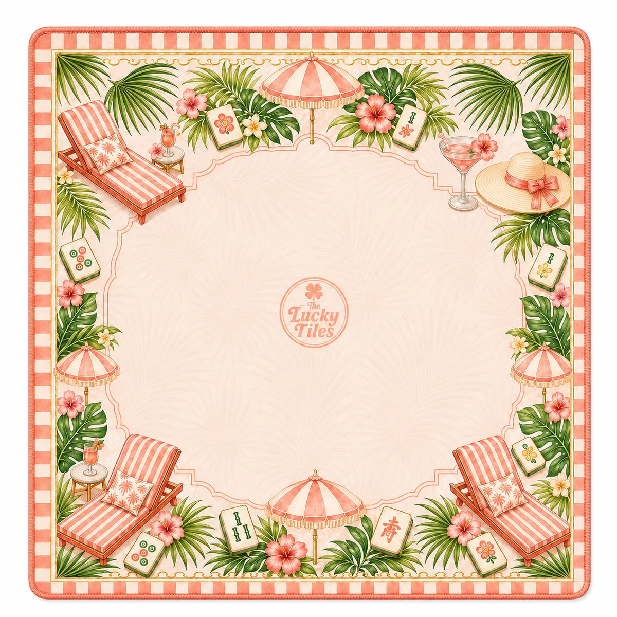 Palm Beach Resort — Sunset Coral American Mahjong mat full design by The Lucky Tiles